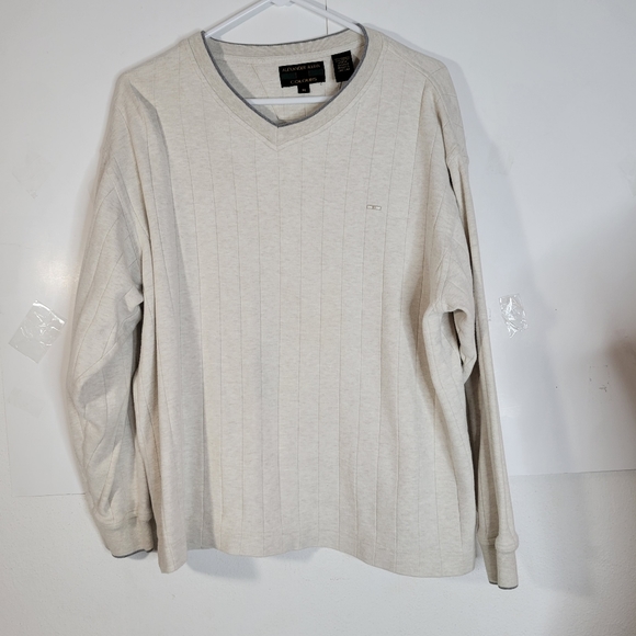Mens Alexander Julian Colours Sweater Off White Gray Trim Size Med 100% Cotton - Picture 2 of 8